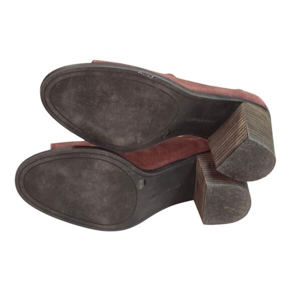 Lucky Brand Kalli Sable Peep Toe Block Heel Suede Leather Ankle Booties Size 9 - Picture 6 of 7